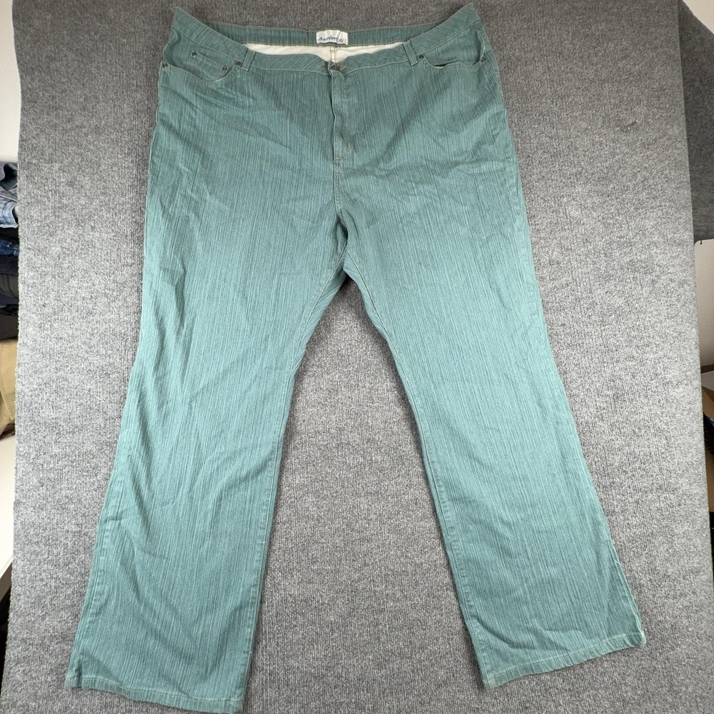 Denim 24/7 Jeans Womens 32T Green Light Wash High Rise Relaxed Straight Stretch